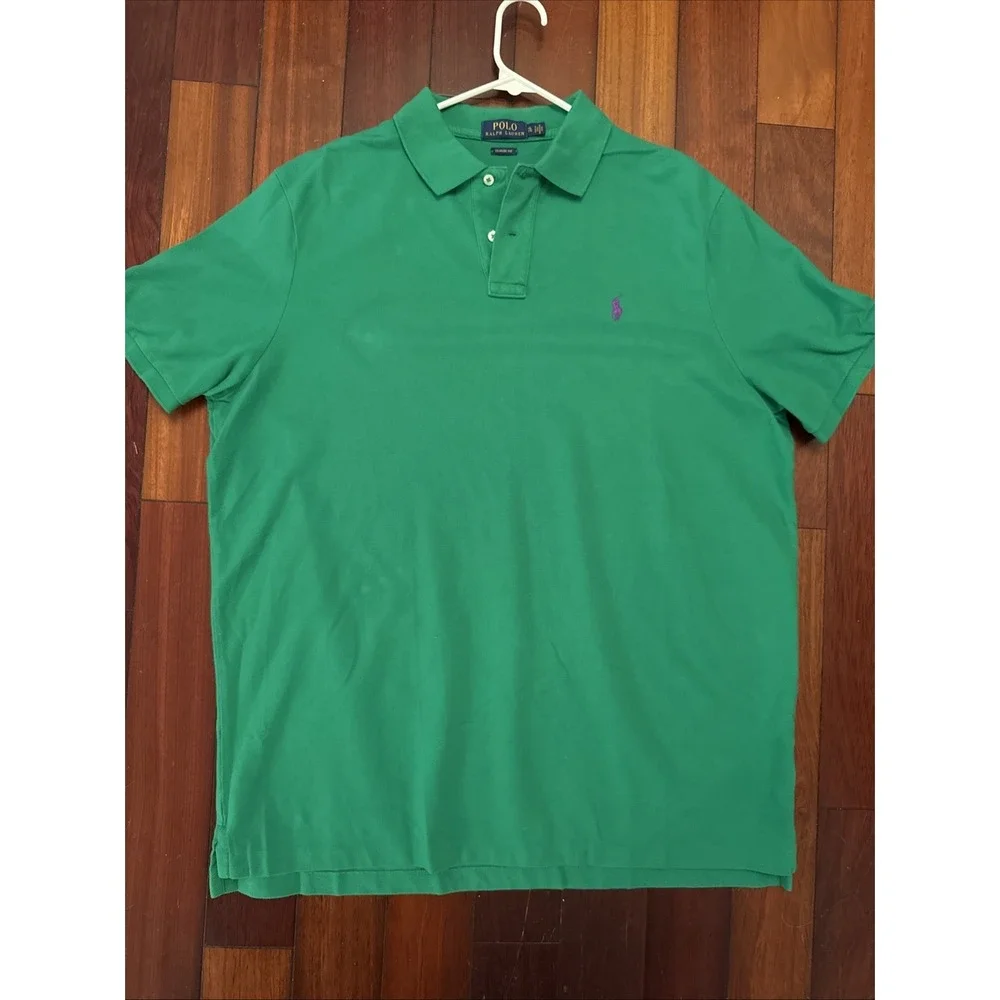Ralph Lauren Polo Men's XL Green Pony 100% Cotton Stretch Classic Fit